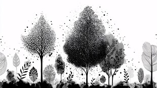 黑白森林插画