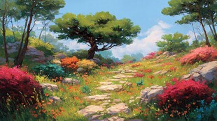 春日山间烂漫小径