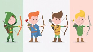 四位小弓箭手形象展示