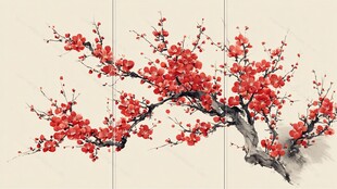 红梅傲雪图