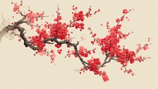 红梅绽放图