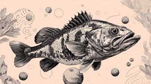 海洋中的鲈鱼插画