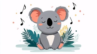 可爱考拉沉浸音乐氛围中