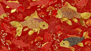 红底金鲤喜庆图案
