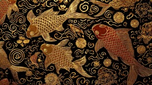 黑金锦鲤中式华丽纹饰