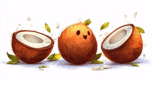 可爱椰子插画 清新又有趣