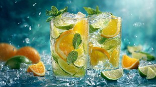 清凉柑橘薄荷冰饮