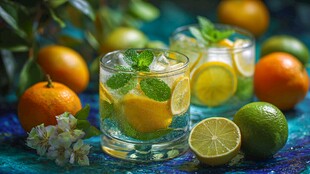 清凉柑橘薄荷特调饮品