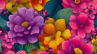 绚丽多彩花卉图案背景