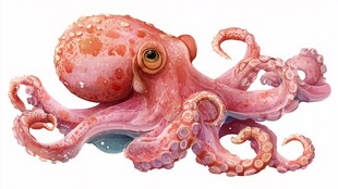 可爱粉色章鱼插画