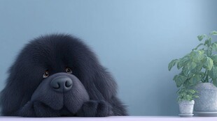 可爱藏獒安静趴坐