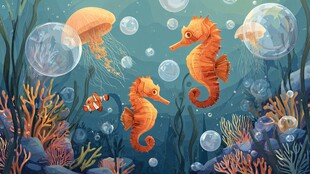 海底世界的海马与伙伴们