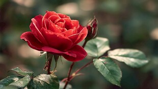 娇艳红玫瑰绽放