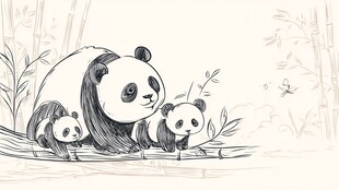 熊猫母子温馨林间相依