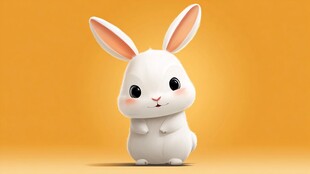 可爱白兔萌态十足