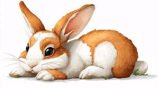 可爱趴卧小兔子插画