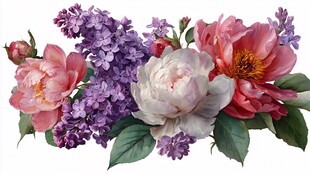 多彩花卉组合插画