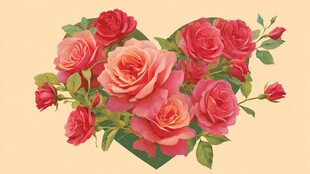 心形玫瑰 浪漫花卉组合