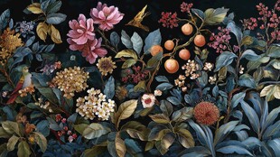 花卉果木与飞鸟装饰画