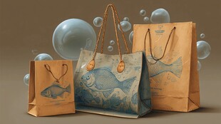 海洋风手提纸袋创意展示