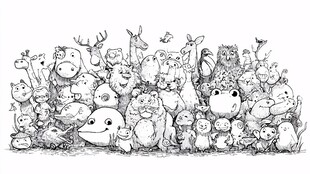 动物大集合插画