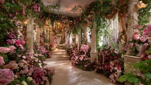梦幻繁花打造的浪漫花廊