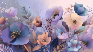 梦幻花卉插画 色彩斑斓