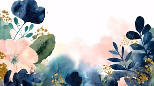 水彩花卉边框背景图