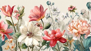 缤纷花卉插画 尽显自然之美