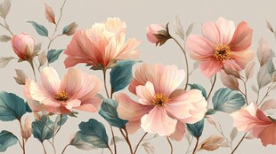 粉色花卉浪漫艺术插画