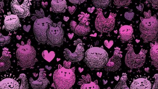 可爱动物爱心图案背景