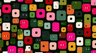 多彩表情方块图案背景