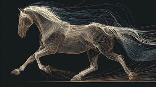 科技感线条奔跑的骏马