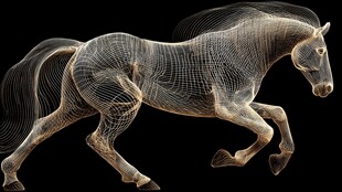 动态线条勾勒的奔跑骏马