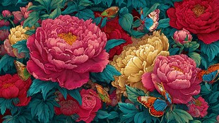 国色牡丹与蝶的梦幻图景