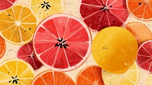 多彩柑橘切片图