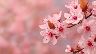 春日粉嫩绽放的娇艳桃花