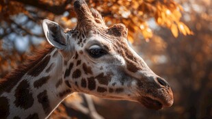 秋日里长颈鹿的优雅侧影