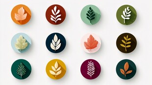 多彩叶形图标集合