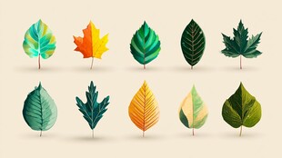 多彩秋叶插画集合