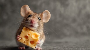 可爱小鼠抱奶酪