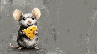 可爱小鼠抱奶酪