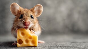 小老鼠啃美味奶酪