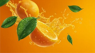 橙子飞溅瞬间 清新活力感