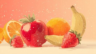 缤纷水果组合 清新插画风