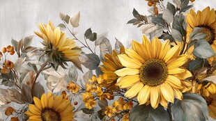 向日葵花卉插画装饰图案