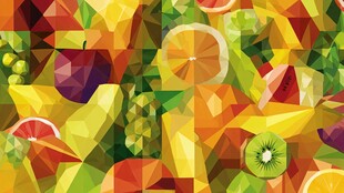 缤纷几何风水果图案背景