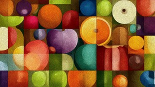 多彩几何水果抽象图案