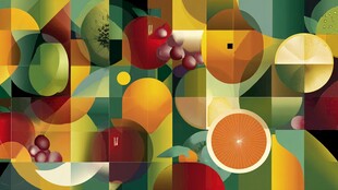 多彩几何风水果图案设计