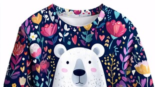 可爱北极熊花卉图案上衣